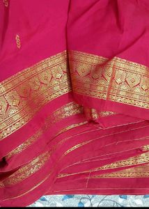 Pink Silk Saree with Gold Border