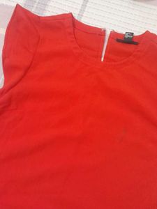 Red Flutter Sleeve Top