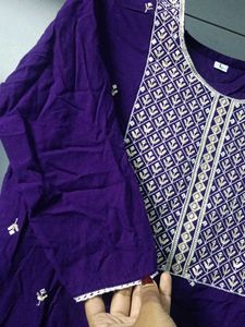 Embroidered Purple Kurti - Size L