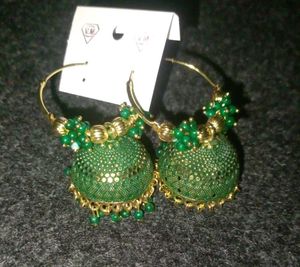 Green Jhumka Earrings