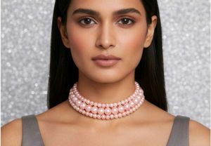 Pink Pearl Triple Layer Choker
