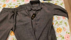 Grey Linen Co-ord Set For Man