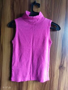 Pink High Neck Sleeveless Top