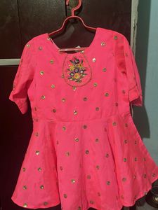 Pink Embroidered Kurta