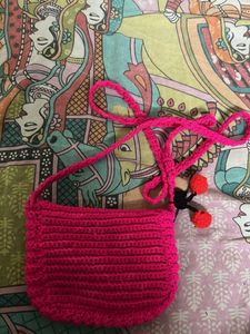 Handmade Pink Crochet Bag