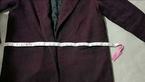 Burgundy heavy woolen knee length coat