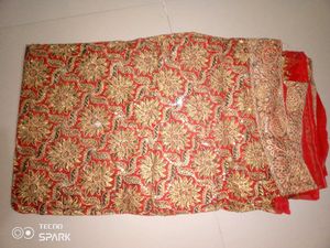 Red &amp; Gold Embroidered Fabric