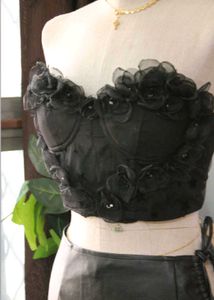 Black Floral Corset Top