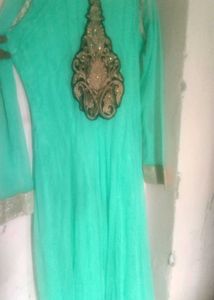 Elegant Teal Embroidered Dress
