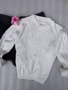 White Cable Knit Sweater