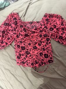 Pink And Black Zudio Crop Top