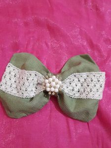 Cute Green pearl Hair Bow