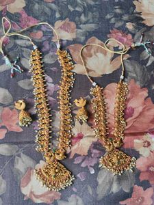 Jewellery Set - Long Haaram, Short Neclace, Jhumka