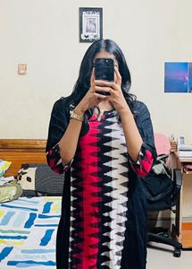 Ikkat Black And Red kurti