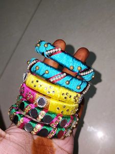 3 Pairs Of Silk Thread Bangles