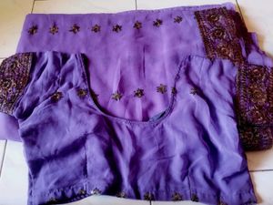 Elegant Purple Saree with Blouse