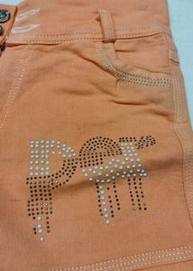 Orange Denim Shorts
