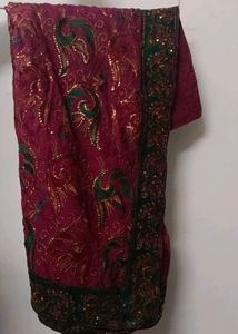 Elegant Maroon &amp; Green Saree
