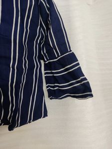 Navy Blue White Stripes Top