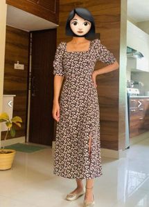Never Used Harpa Black floral Printed ALine Dress