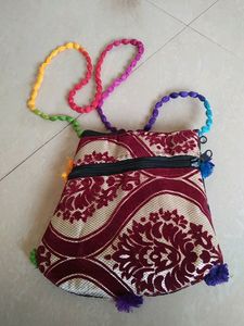 kuchi embroidery side bag 2 pocket .
