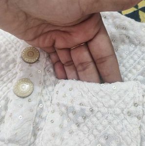 White Embroidered Kurta With Sequence Detailing