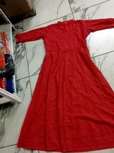 Pink Thread work Long Kurti