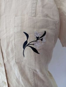 Floral Embroidered Button-Up