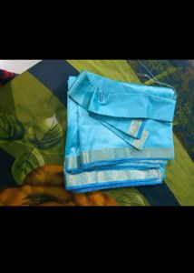 Sky blue silk saree