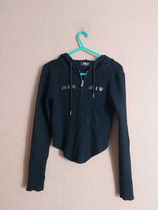 XXLY Black Zip Up Hoodie