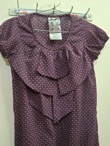 Girls Top - Burgundy Patterned