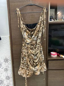 Brown Print Mini Dress