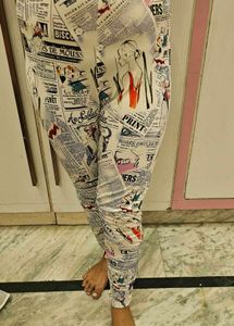 Funky Newspaper Print Leggings