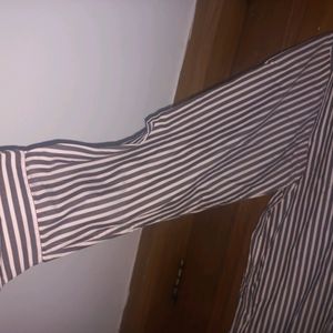 Allen Cooper Striped Black And White Shirt