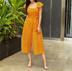 Broderie Puff Sleeve Jumpsuit