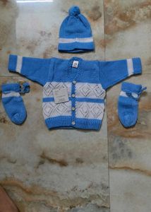 Wool Jacket Set With Cap & Gloves
