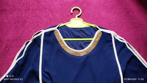 Navy &amp; Gold Embellished Blouse
