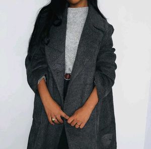 ZARA Unisexual long Elegant Gray Wool Blend Coat