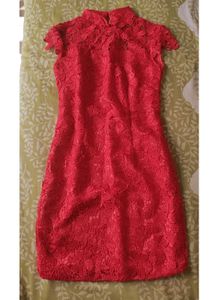 Red Lace Cheongsam Dress