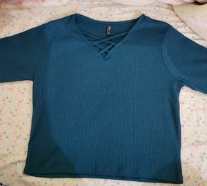 Teal Criss Cross Top