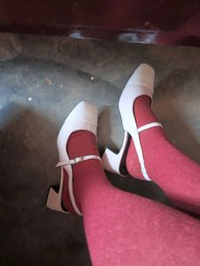 Theatre Cream &amp; White Block Heel