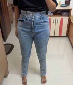 High-Waisted Denim Jeans