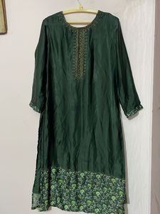satin green new kurta