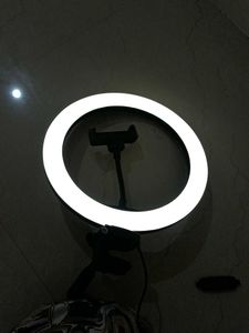 Silver Camera Tripod With Ring Light