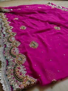 Pink Mirror 🪞 Work Saree With Blouse 🔥