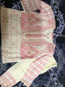 Pink And White Kurta Set