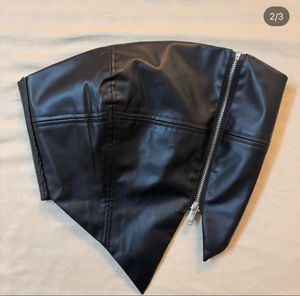 Black Faux Leather Tube Top