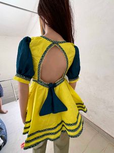 Yellow &amp; Blue Peplum Top