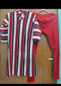 Woollen Red Kurta Set
