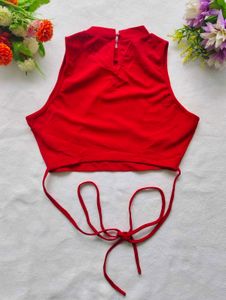 Shein : Ribbed Tie Up Crop Top